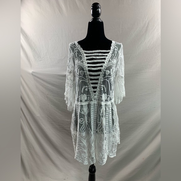 Boho Embroidery Scallop Trim Cover Up - Picture 5 of 8